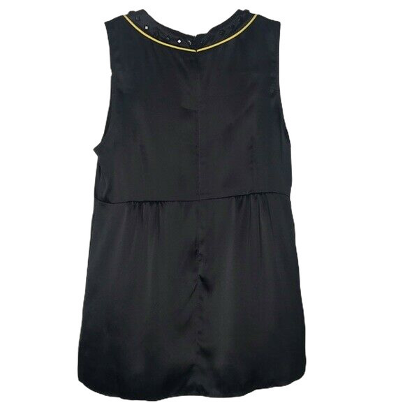 Signette Womens Size 6 Black and Yellow Tank 100% Silk Embellished - Picture 3 of 7